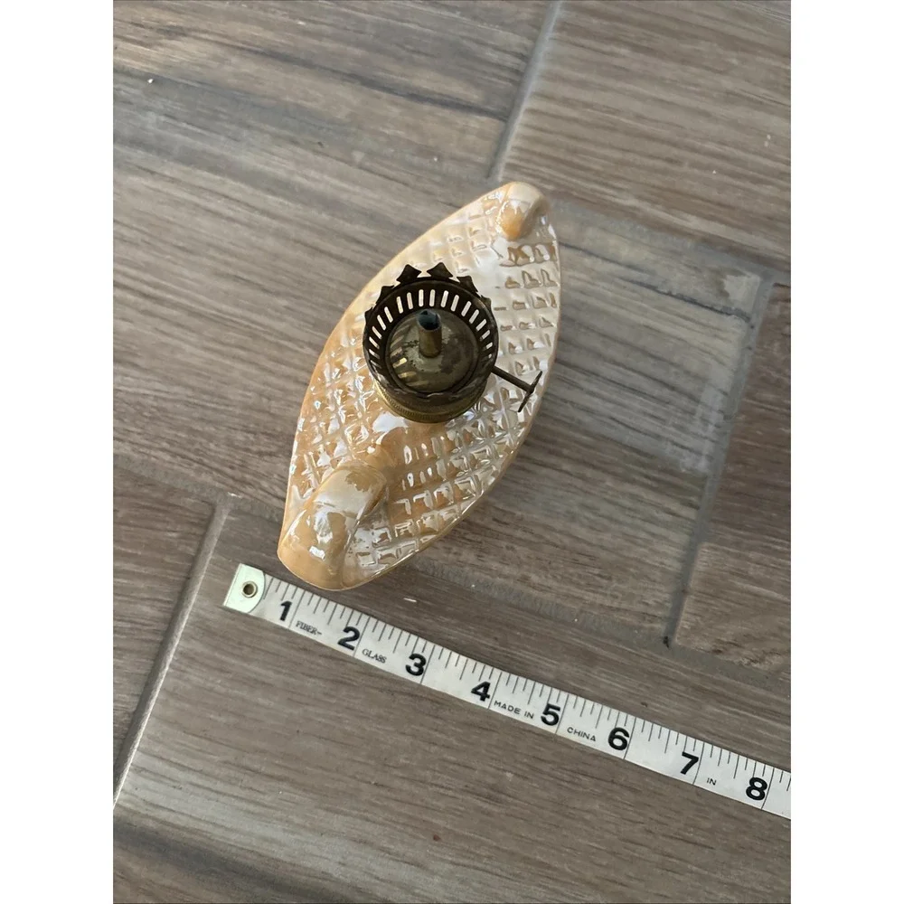 Vintage Small Oil Lamp Peach‎ Luster Genie